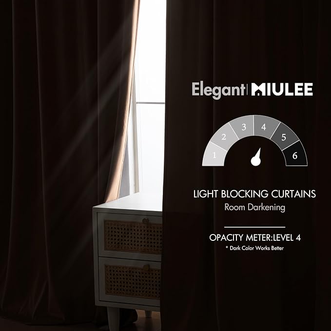 MIULEE Blush Beige Velvet Curtains 96 inches - Image 5