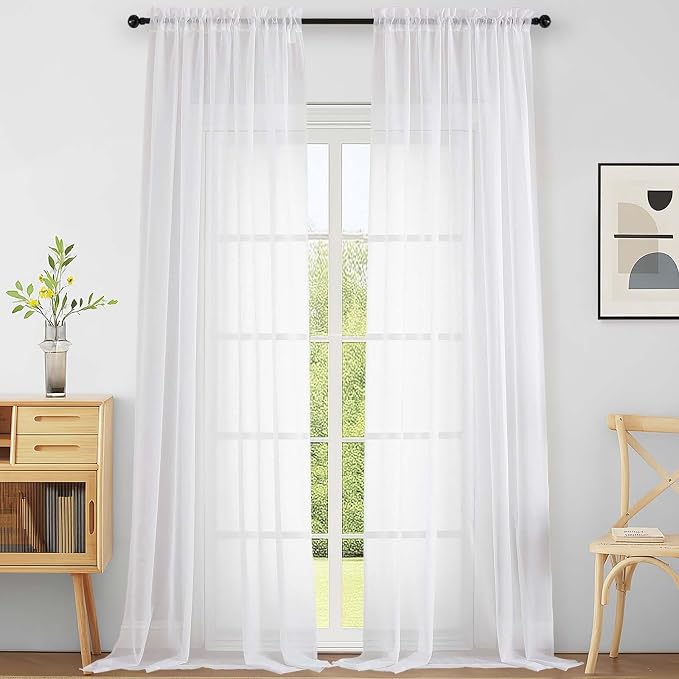 Extra Wide White Sheer Curtains by Home