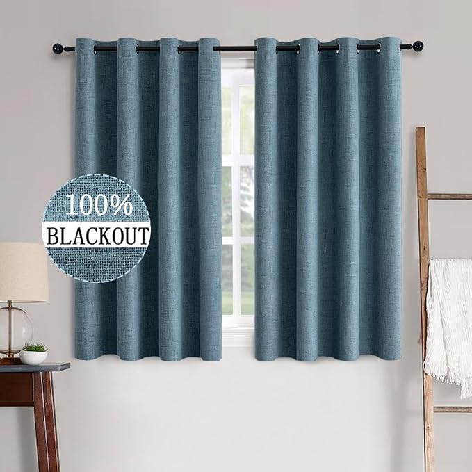 MIULEE Linen Texture Curtains for Bedroom Solid 100% Blackout Thermal Insulated by MIULEE