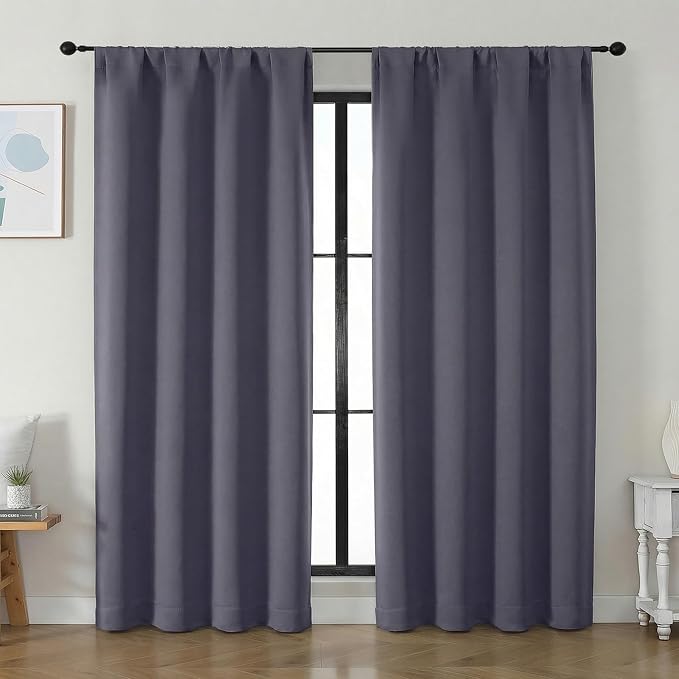 Simplebrand Ava Greyish Purple Blackout Curtains by Simplebrand