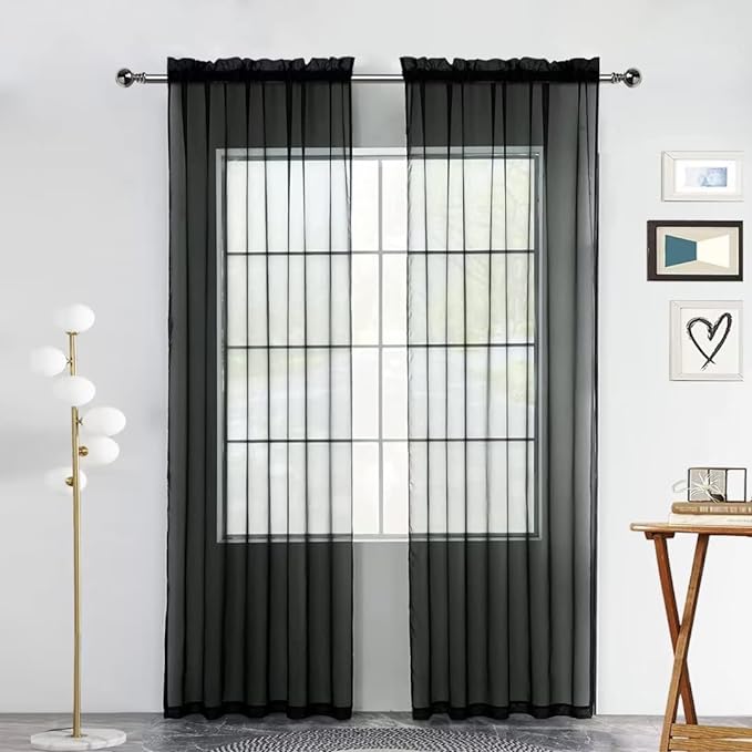 SpaceDresser Sheer Voile Window Treatment Rod Pocket Curtain Panels by SpaceDresser
