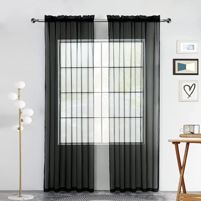 SpaceDresser Sheer Voile Window Treatment Rod Pocket Curtain Panels by SpaceDresser