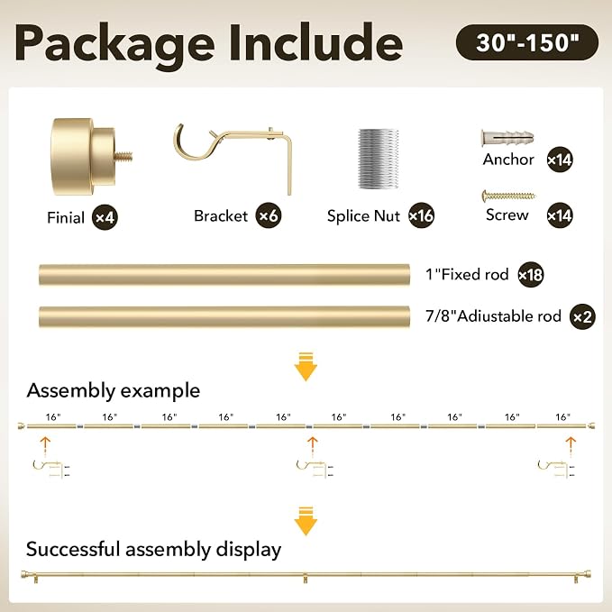 IFELS 2 Pack Heavy Duty Curtain Rods - Image 6