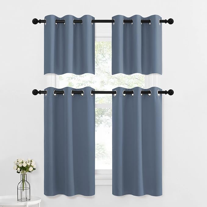 NICETOWN Window Short Curtains for Kitchen, Home Fashion Solid Grommet Top - Image 2