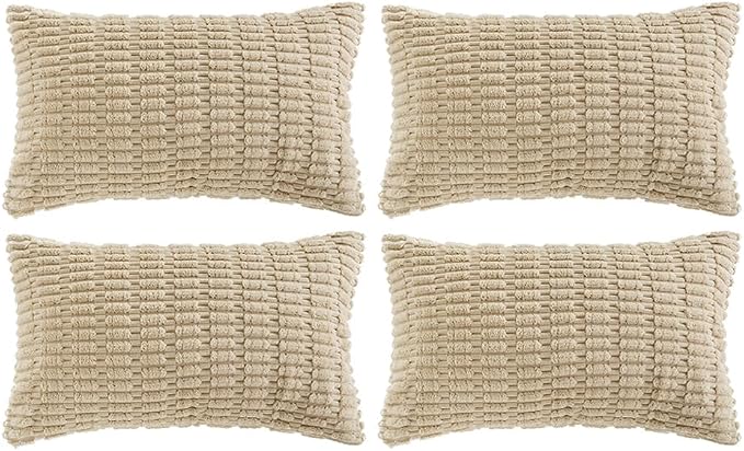 Fancy Homi 4 Packs Tan Decorative Throw Pillow Covers 12x24 Inch by Fancy+Homi