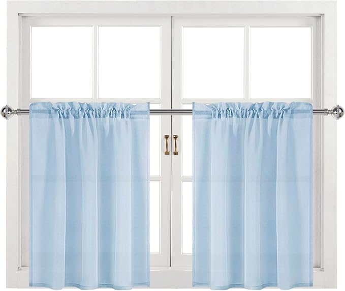 DWCN Sky Blue Sheer Curtains for Kitchen Windows - Image 9