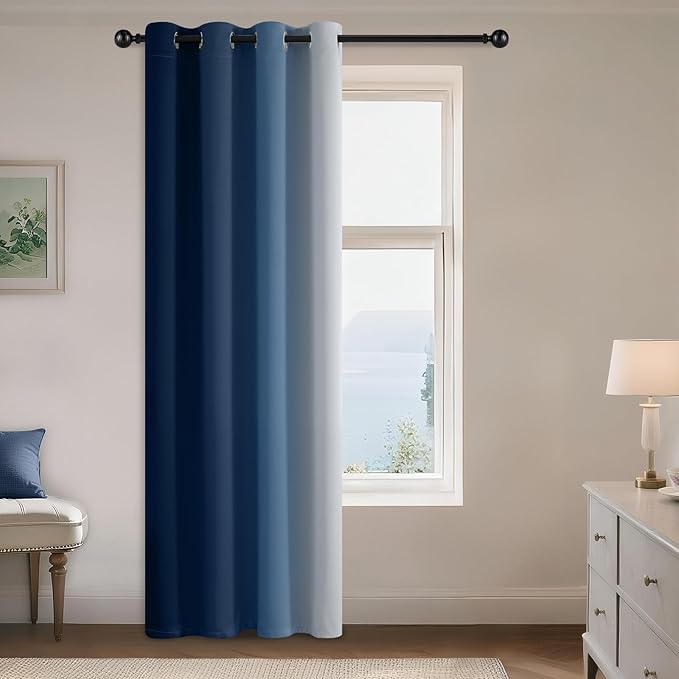 Yakamok Blue to Greyish White Ombre Curtain by Yakamok