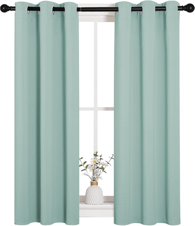 NICETOWN Thermal Insulated Curtains Blackout Draperies, Aqua Blue, 29 by 40 - Image 2