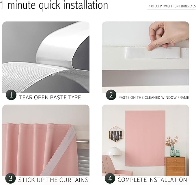 Self Adhesive Blackout Curtains- Stick on Curtains Shades Window Blinds - Image 3