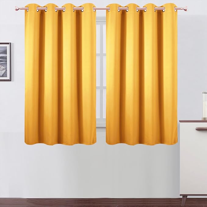 LEMOMO Blackout Curtains 66 x 54 Inch Long Yellow Curtains Set of 2 Panels Room by Lemomo