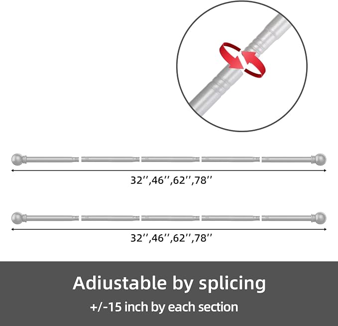 GXOACKJ 2 Pack Silver Curtain Rods - Image 6