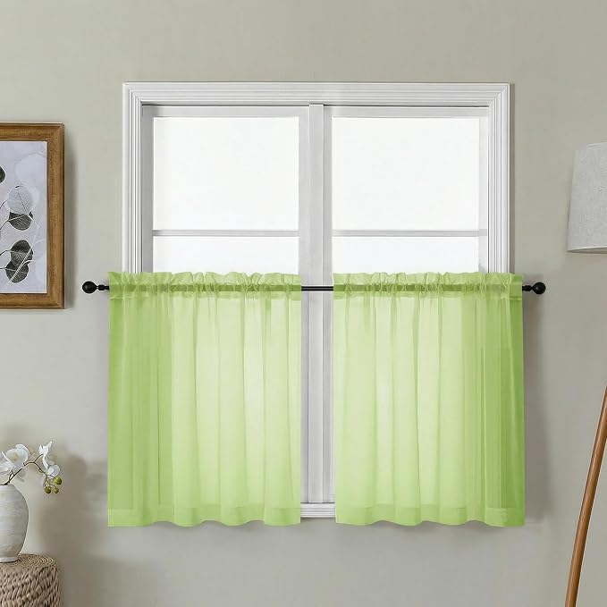 Gwine Short Kitchen Sheer Curtains 24 Inch Length by Gwine
