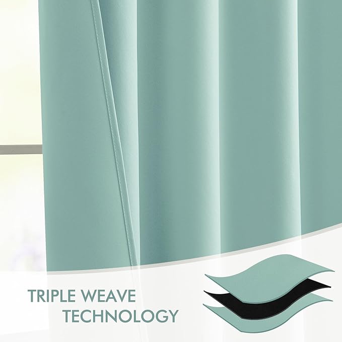 MIULEE Aqua Back Tab Blackout Curtains 90 Inches Long 2 Panels Set - Image 7