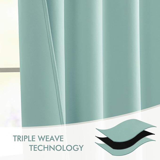 MIULEE Aqua Back Tab Blackout Curtains 63 Inch Length 2 Panels Set - Image 7