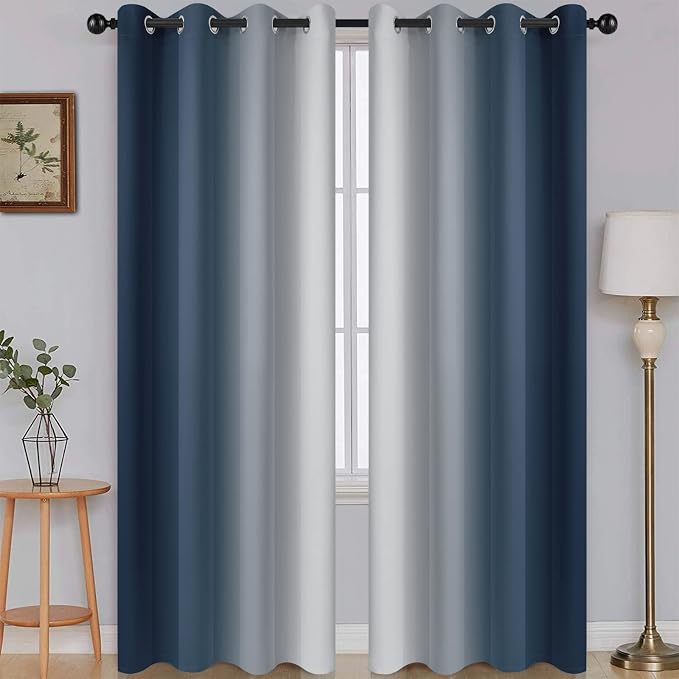 SimpleHome Navy Blue Ombre Room Darkening Curtains by SimpleHome