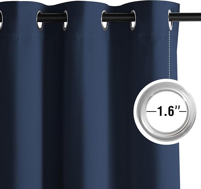 NICETOWN Navy Blue Blackout Draperies Heat Insulated Curtain 95 inch - Image 3