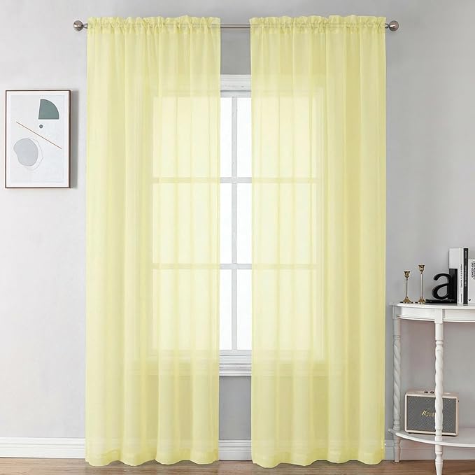 Chyhomenyc Sheer Curtains 90 inches Long 2 Panels by Chyhomenyc