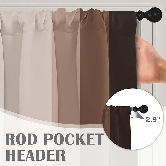 Emvency 2 Pack Valances Window Treatments, Striped Neutral Brown Minimalist - Image 5