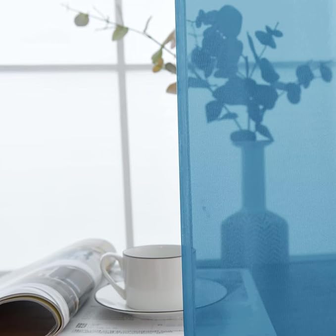 SpaceDresser Basic Rod Pocket Sheer Voile Window Curtain Panels Blue 1 Pair 2 - Image 8