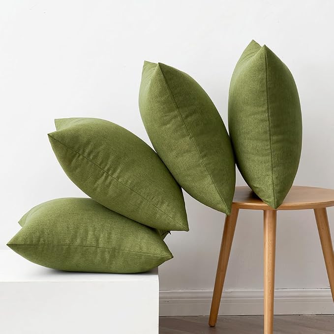MIULEE Pack of 4 Decorative Solid Waterproof Throw Pillow Covers Linen Garden - Image 6