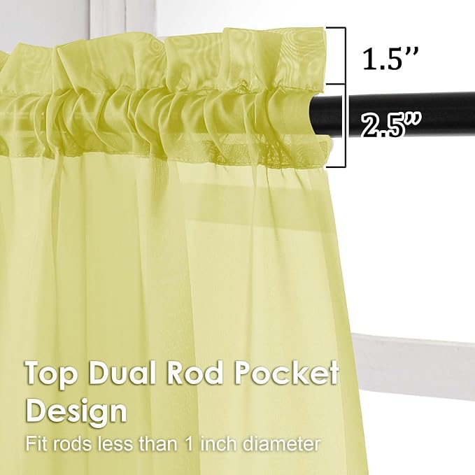 OVZME Sheer Curtains 63 inch Length 2 Panels Set - Image 2