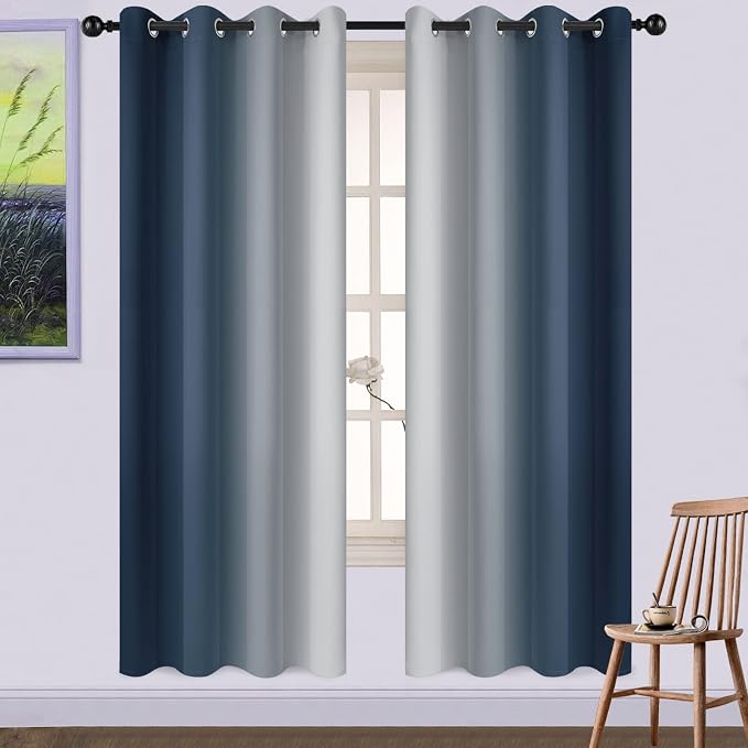 Yakamok Room Darkening Ombre Curtains 72 Inch Length, Light Blocking Grommet by Yakamok
