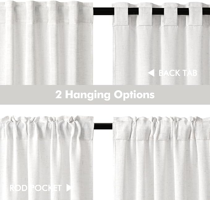 MIULEE White Curtains 36 Inch Length 2 Panels, Soft Thick Linen Textured Semi - Image 5