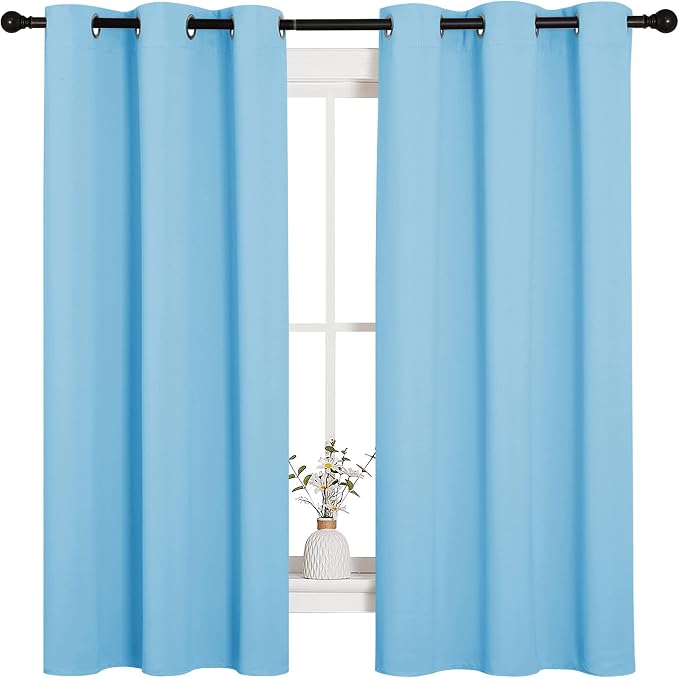 NICETOWN Light Blue Curtains for Nursery, Thermal Insulated Grommet Room - Image 2