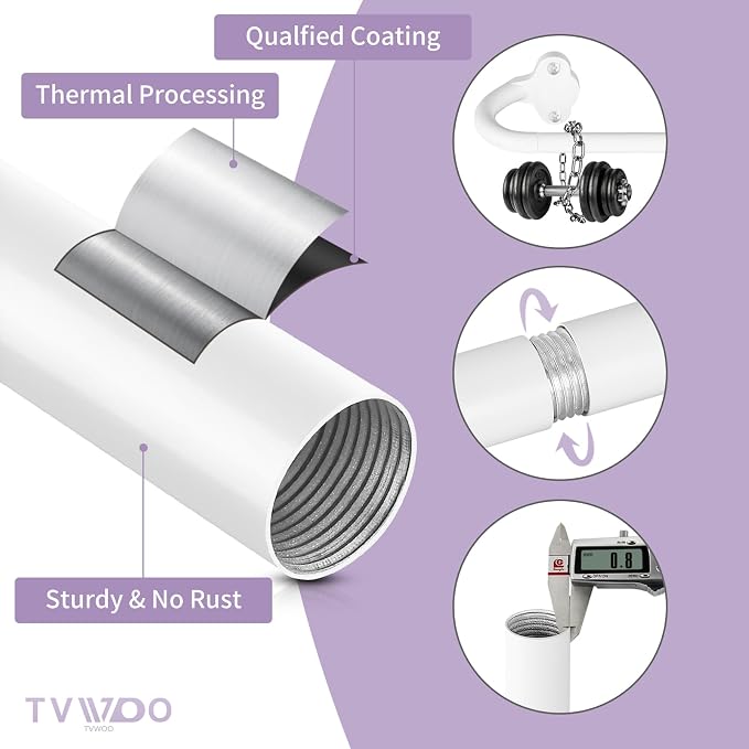 TVWOO White Wrap Around Curtain Rods:5/8" Small Blackout Adjustable Window - Image 4