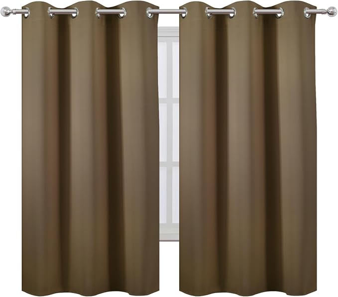 LEMOMO Blackout Curtains 42 x 63 inch/Brown Curtains Set of 2 Panels/Thermal - Image 2