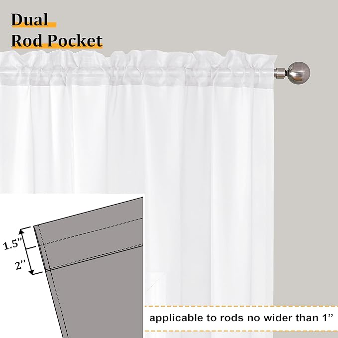 Aiyufeng Sheer Voile Window Treatment Rod Pocket Curtain Panels - Image 8