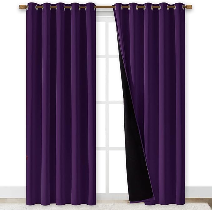 NICETOWN Royal Purple Full Shade Curtain Panels, 62 x 84 inch, Pair of Energy - Image 2