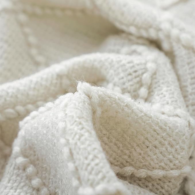 BOURINA Beige Throw Blanket 50 x90 Inches Throw Textured Solid Soft Sofa Throw - Image 5