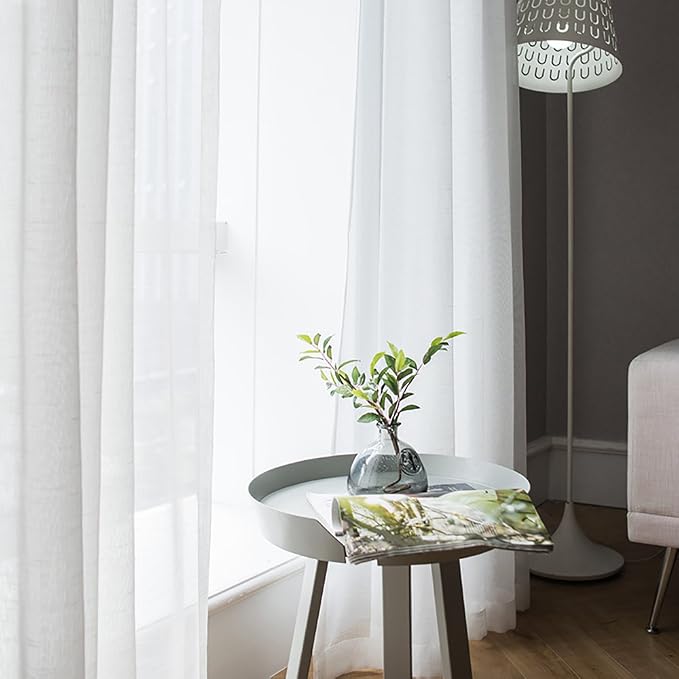 MIULEE Short White Sheer Curtains 45 Inches Long, Light Filtering Voile Drapes - Image 5