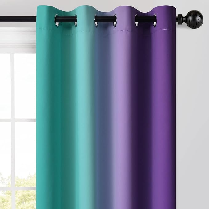 Yakamok Ombre Teal and Purple Curtains - Image 3