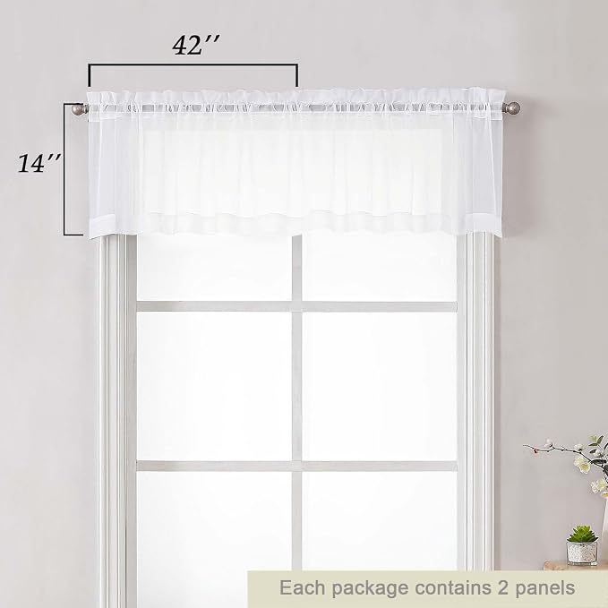 White Valances for Windows, Modern Solid Mini Small Window Curtains for Cafe - Image 2
