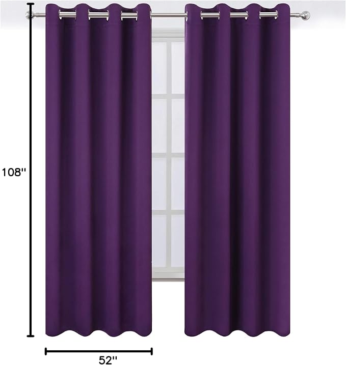 LEMOMO Purple Thermal Blackout Curtains/52 x 108 Inch/Set of 2 Panels Room - Image 10