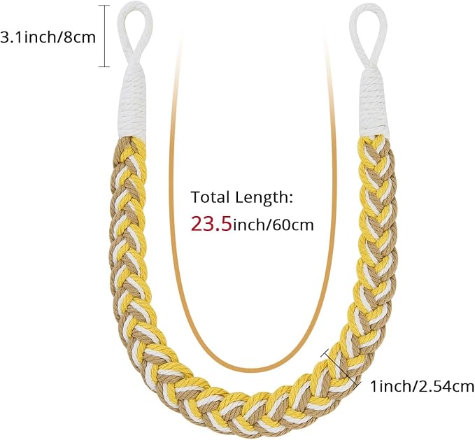 NICEEC 4 Pack Natural Cotton Rope Curtain Tiebacks Elegant Boho Style - Image 3