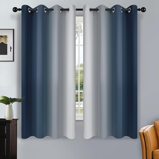 SimpleHome Navy Blue Ombre Room Darkening Curtains by SimpleHome