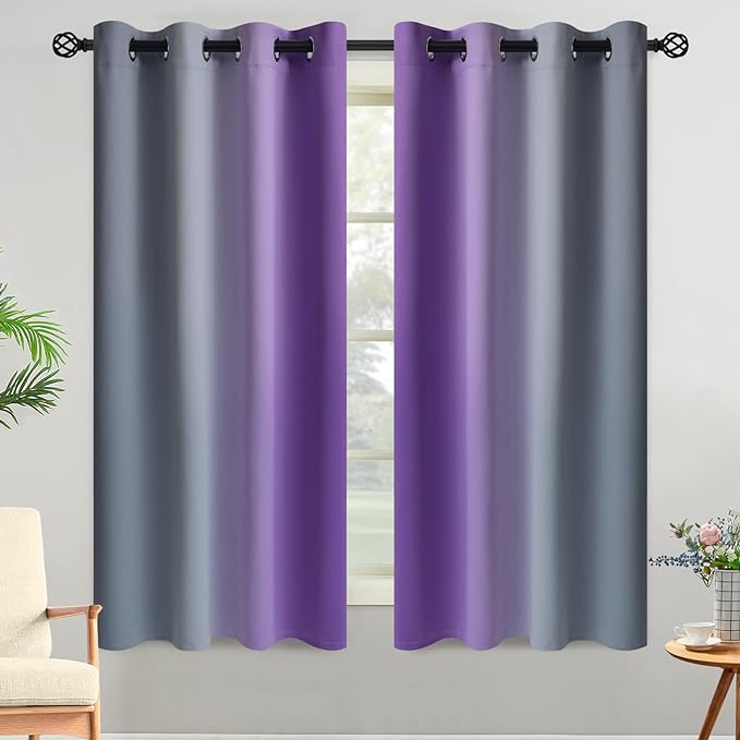Yakamok Ombre Purple and Grey Curtains by Yakamok