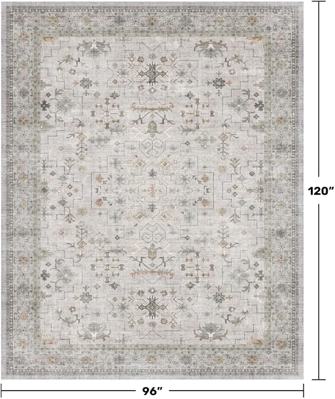 Hazo Haus Boho Light Grey Living Room Rug 8x10 - Image 2