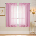 Light Pink Window Sheer Curtains 45 Inches Length, Voile Short Curtains by Home