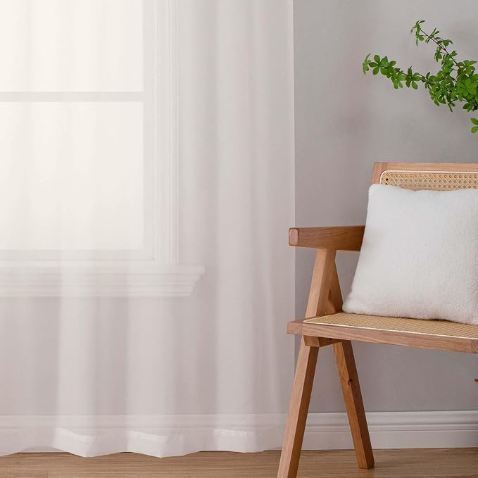 Extra Long Sheer Ivory Curtains - Image 8