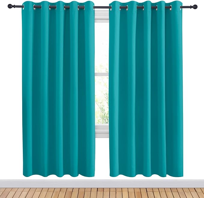 NICETOWN Peacock Teal Blackout Draperies Curtains - Image 2