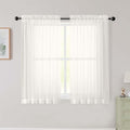 Ivory Sheer Curtains for Bedroom Living Room 45 Inch Length 2 Panels, Soft Airy by WelvetBLK
