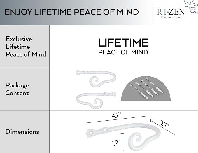 RTZEN Decorative Metal Curtain Tiebacks - Image 4