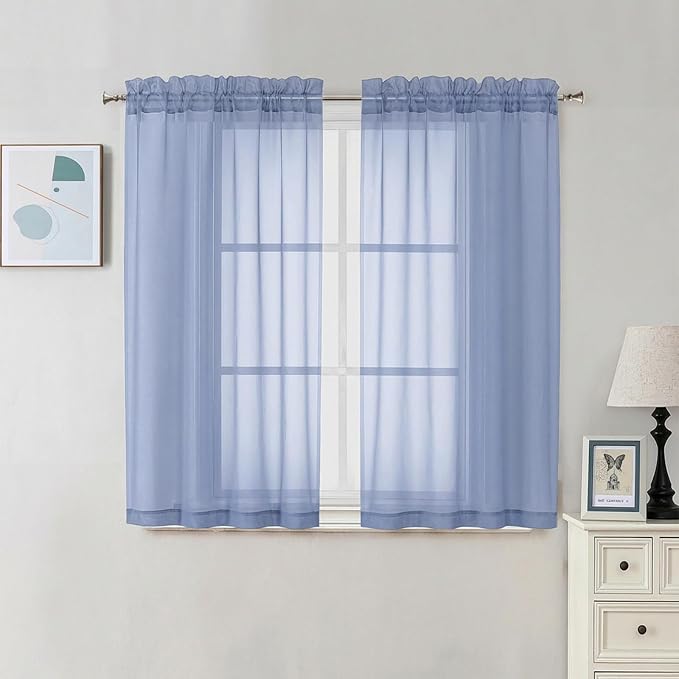 Chyhomenyc Sheer Curtains 54 Inch Long 2 Panels Set by Chyhomenyc