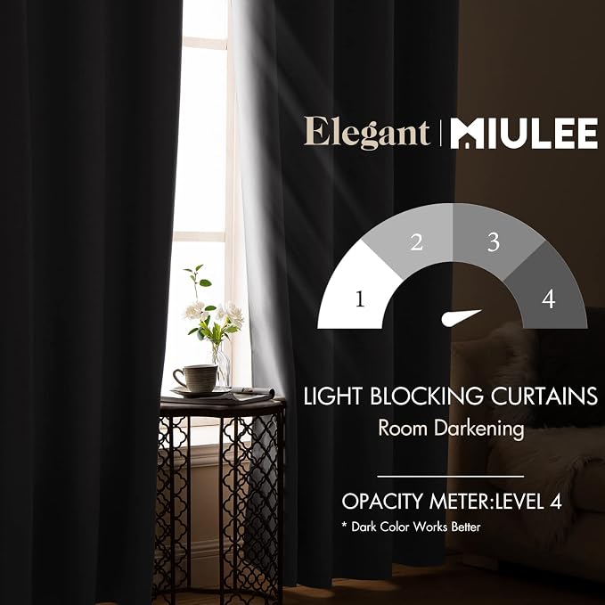 MIULEE 90" Long Blackout Curtains Room Darkening Thermal Insulated Drapes Solid - Image 2