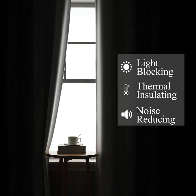 Estelar Textiler Black and Greyish White Blackout Curtains 108 Inches Long - Image 3