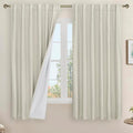 100% Blackout Natural Linen Bedroom Curtains 63 Inches 2 Panels | Stone by LAMIT